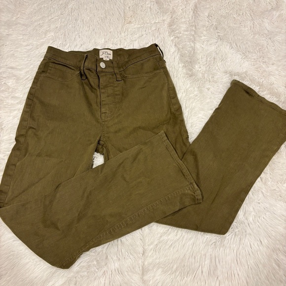 J. Crew Jeans 9" Billie Demi Boot Crop Olive Green Stretch Size 25 Style AQ781 - Picture 2 of 13